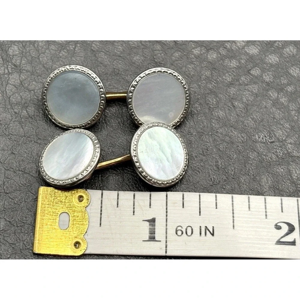 Vintage Krementz Art Deco Mother of Pearl Inlay Gold Filled Cufflinks